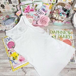 Justice Long White Ribbed Basic Tank Top Shirt Girl’s Sz.14 Summer Essentials
